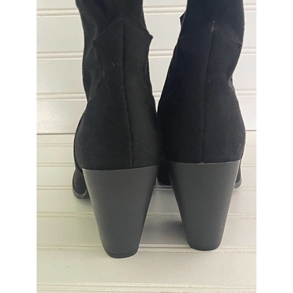 Lulus Faux Suede Knee High Pull On Boots Pointy Toe Mod Block Heel Size 8 - Picture 5 of 8